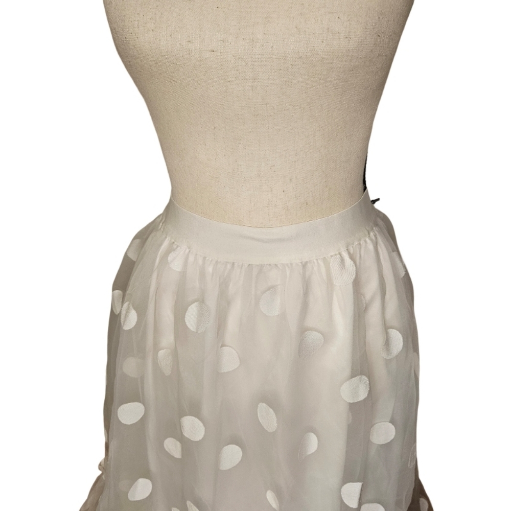 NWT - Anthropologie Eva Franco Sheer White Polka Dot Skirt - Picture 5 of 13